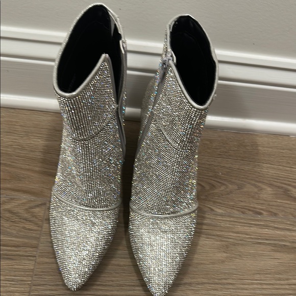 A New Day Silver Ankle Booties with Glitter Finish - Picture 1 of 4